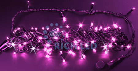 Изображение Светодиодная гирлянда Нить 10 метров, 24 В, мерцание  RL-S10CF-24V-B/P розовый, провод черный  интернет магазин Иватек ivatec.ru